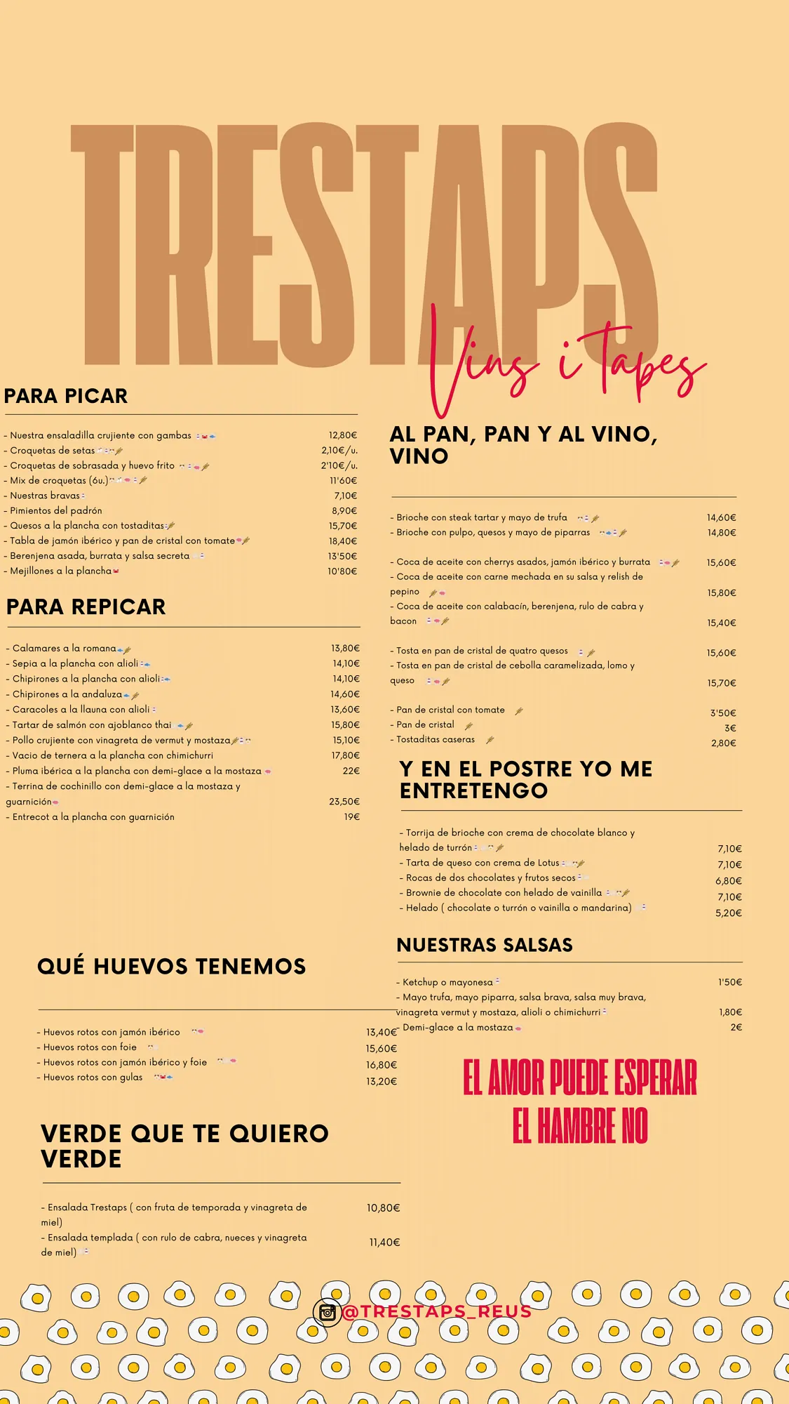 Tres Taps carta tapas